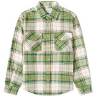 Portuguese Flannel Men's Portlad Check 2 Pocket Overshirt in Green/Red/Ecru