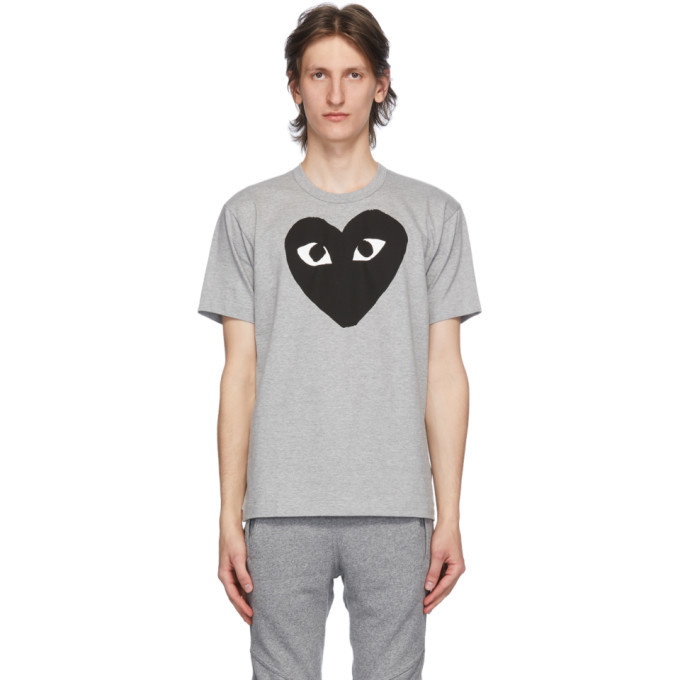 Photo: Comme des Garcons Play Grey and Black Big Heart T-Shirt
