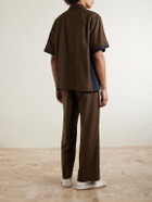 Sacai - Straight-Leg Belted Denim-Trimmed Woven Trousers - Brown