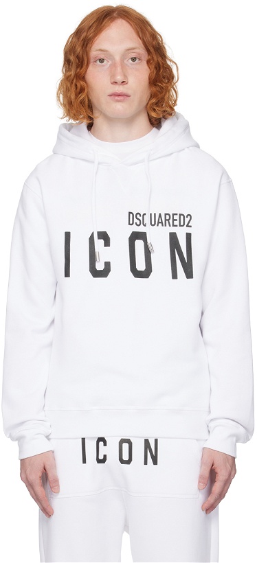 Photo: Dsquared2 White 'Be Icon' Hoodie