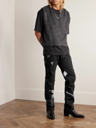 Gallery Dept. - Slim-Fit Straight-Leg Painted Embroidered Distressed Jeans - Black