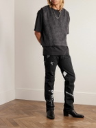 Gallery Dept. - Slim-Fit Straight-Leg Painted Embroidered Distressed Jeans - Black