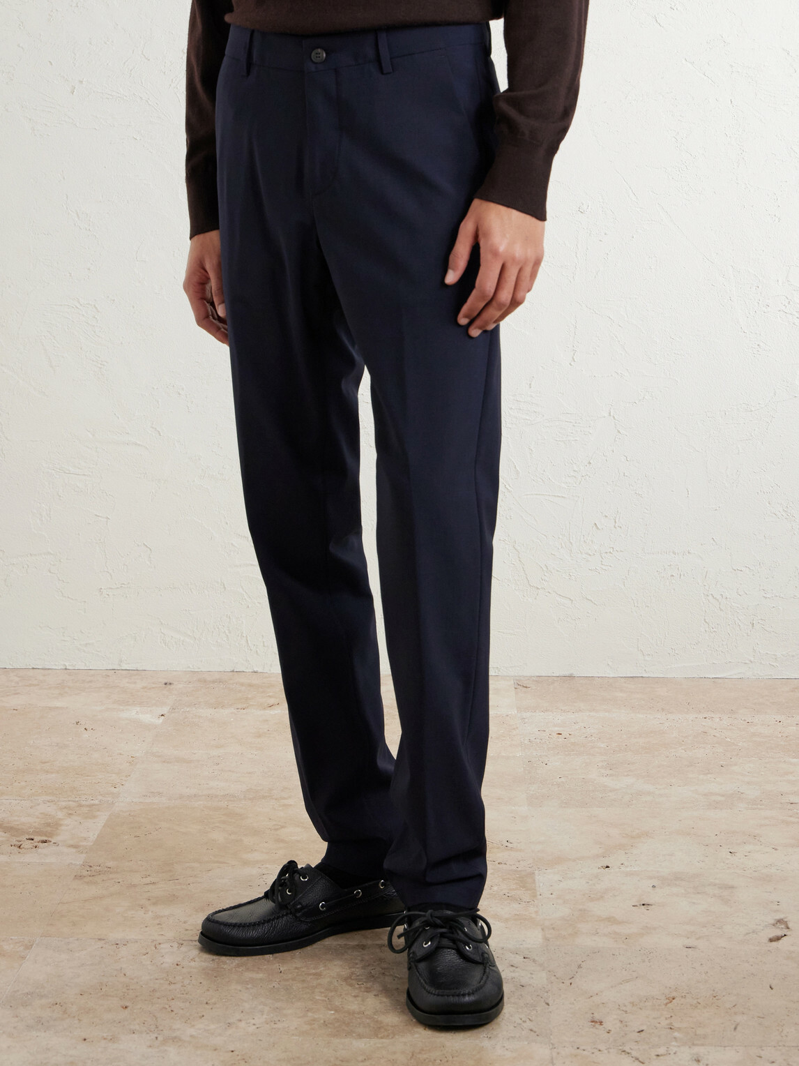 Eleventy - Slim-Fit Tapered Stretch-Wool Flannel Trousers - Blue
