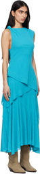 GANNI Blue Marl Mesh Maxi Dress
