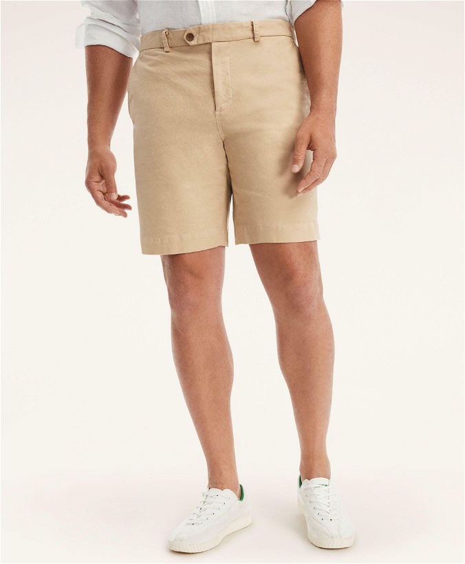 Photo: Brooks Brothers Men's Big & Tall 9" Stretch Washed Canvas Shorts | Light Beige