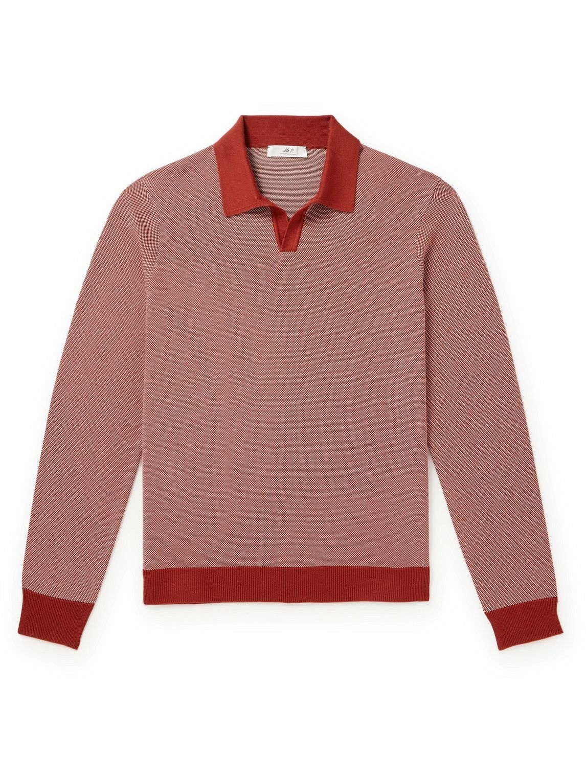 Photo: Mr P. - Johnny Birdseye Cotton Polo Shirt - Red