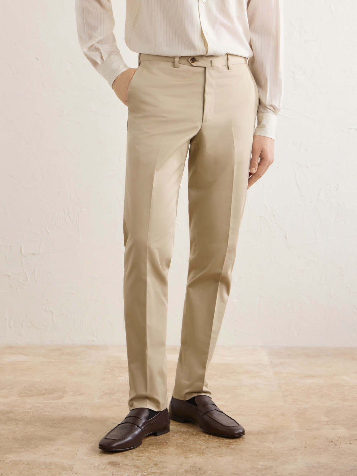 De Petrillo - Tapered Cotton-Twill Suit Trousers - Neutrals