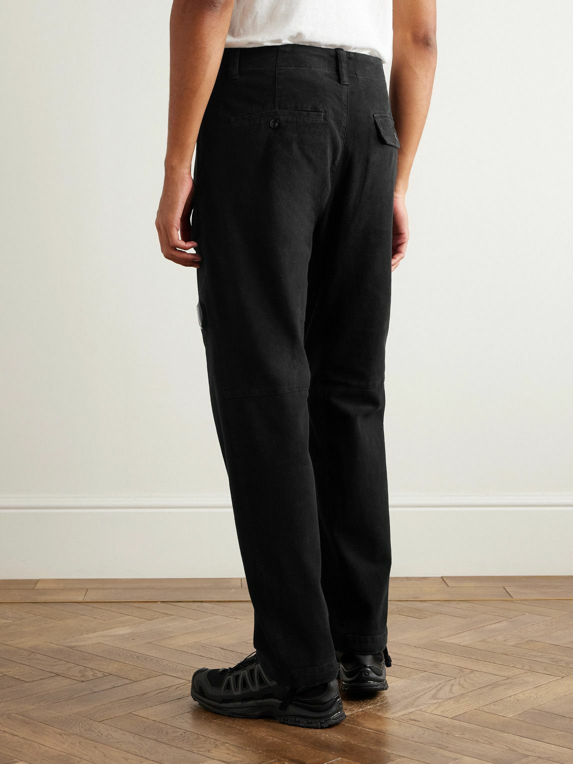 C.P. Company - Straight-Leg Stretch Cotton-Moleskin Cargo Trousers - Black