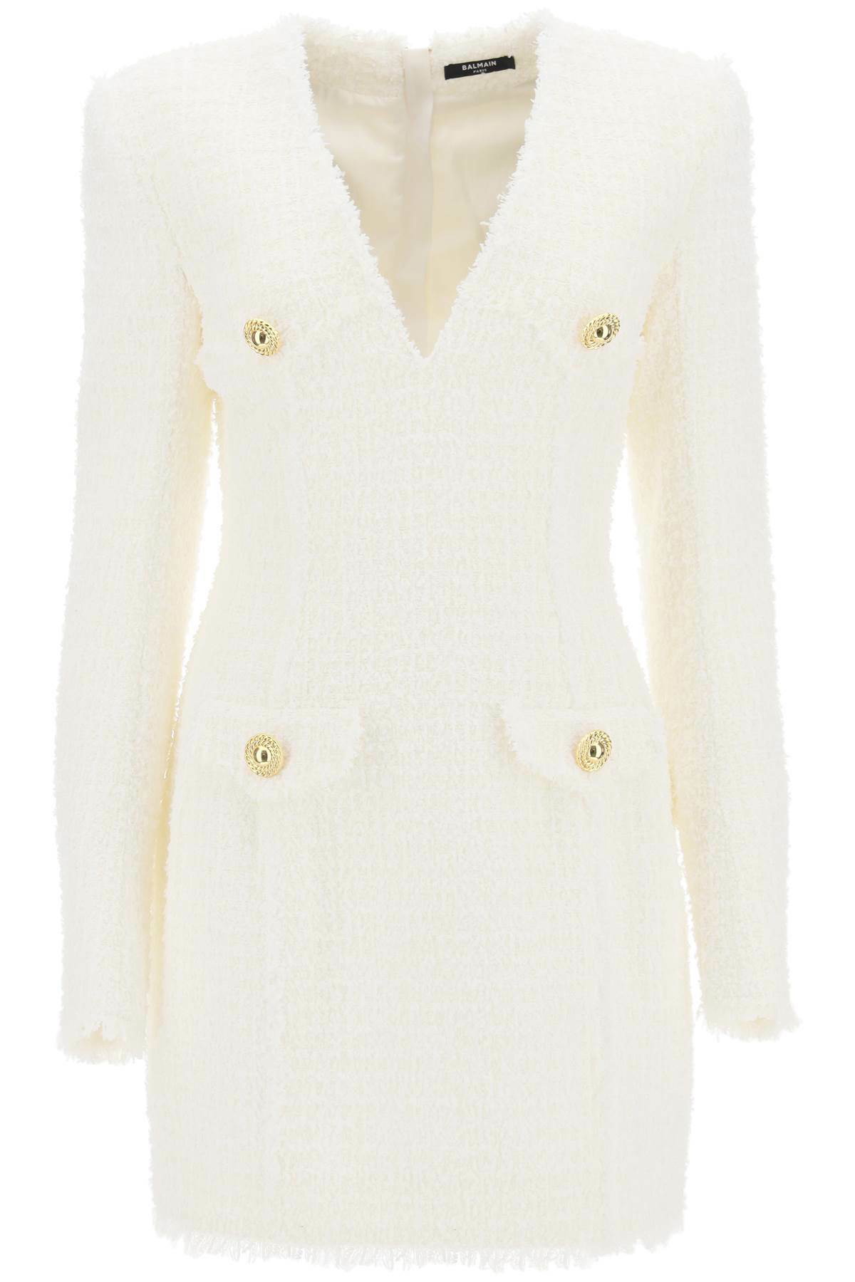 Balmain Halter Double-Collar Sleeveless Mini Flare Dress