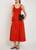 Faithfull The Brand Olas Cotton Midi Dress Red