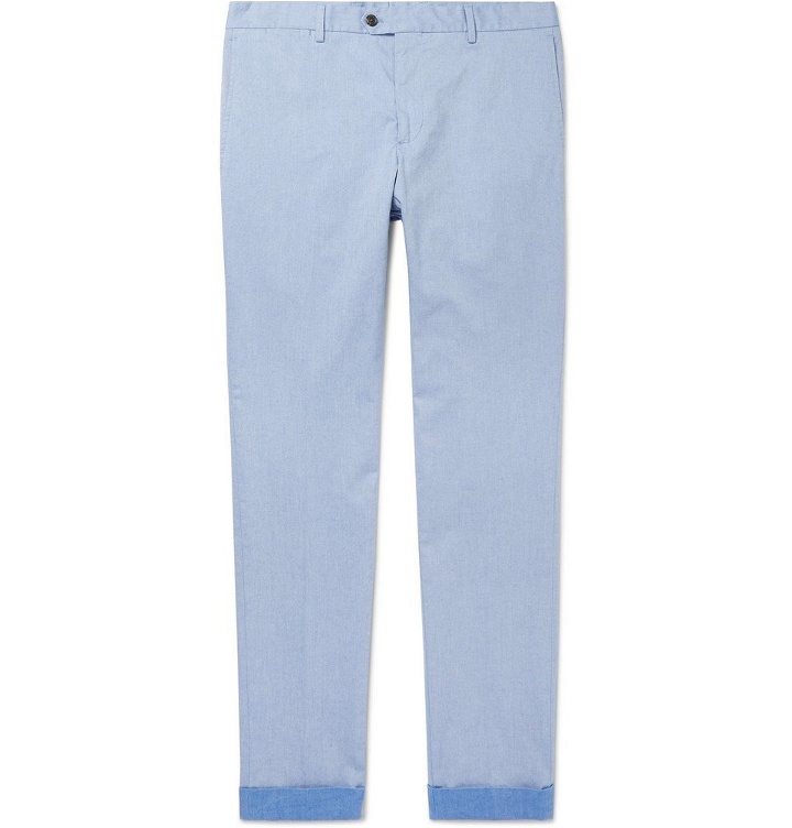 Photo: Tod's - Sky-Blue Mélange Tapered Solaro Stretch-Cotton Trousers - Blue