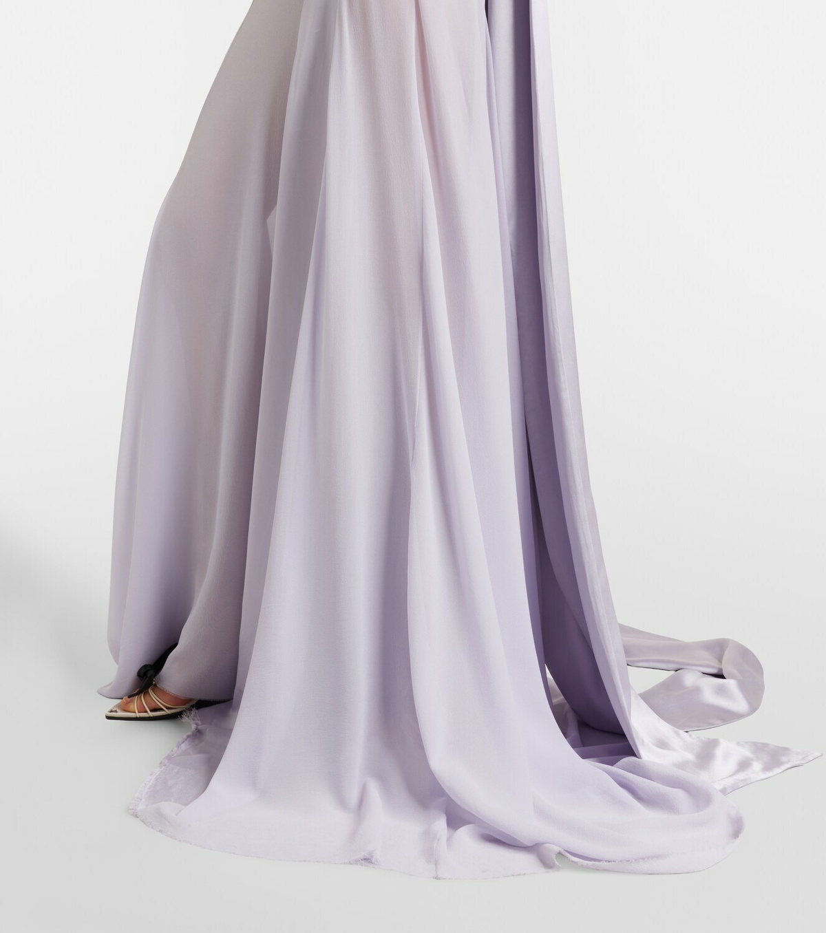 McQueen Bow-detail satin-paneled silk gown