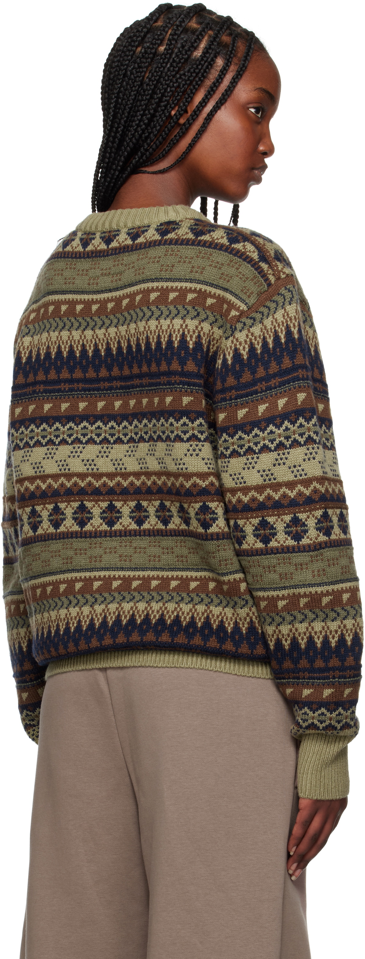 Nike Green Fair Isle Swoosh Sweater