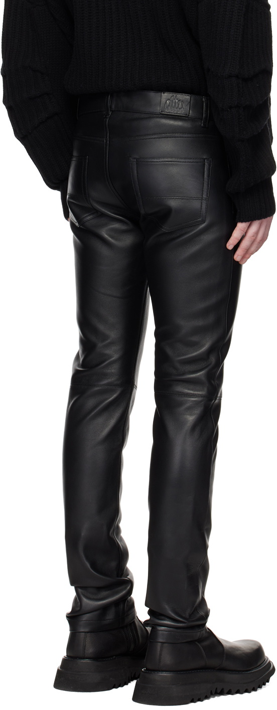 ALTU Black Straight-Leg Leather Pants