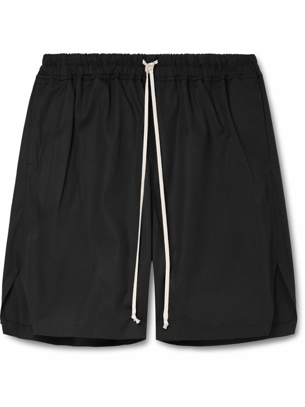 Photo: Rick Owens - Wide-Leg Cotton-Blend Poplin Drawstring Shorts - Black
