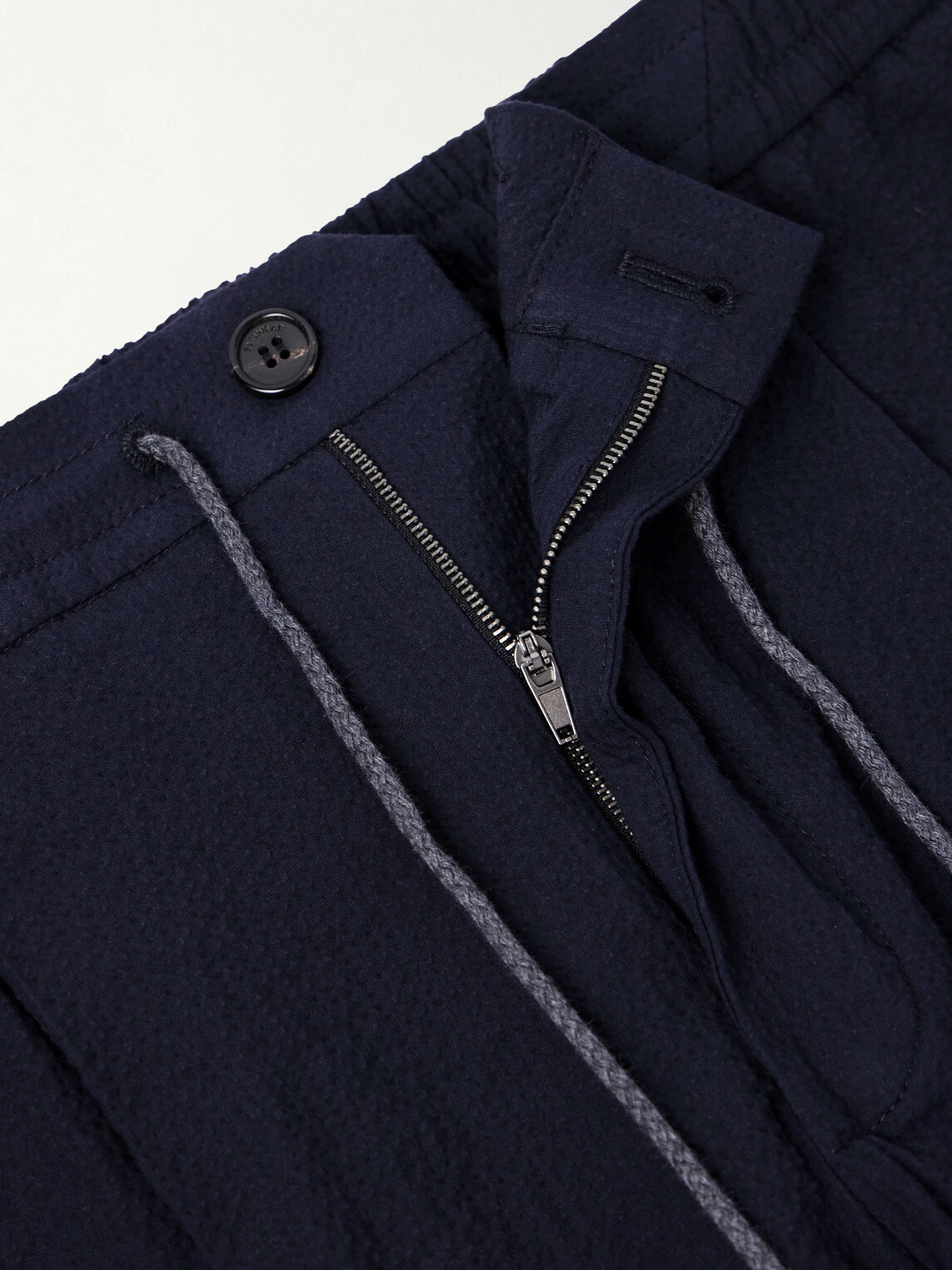 Slowear - Tapered Cotton-Blend Seersucker Trousers - Blue