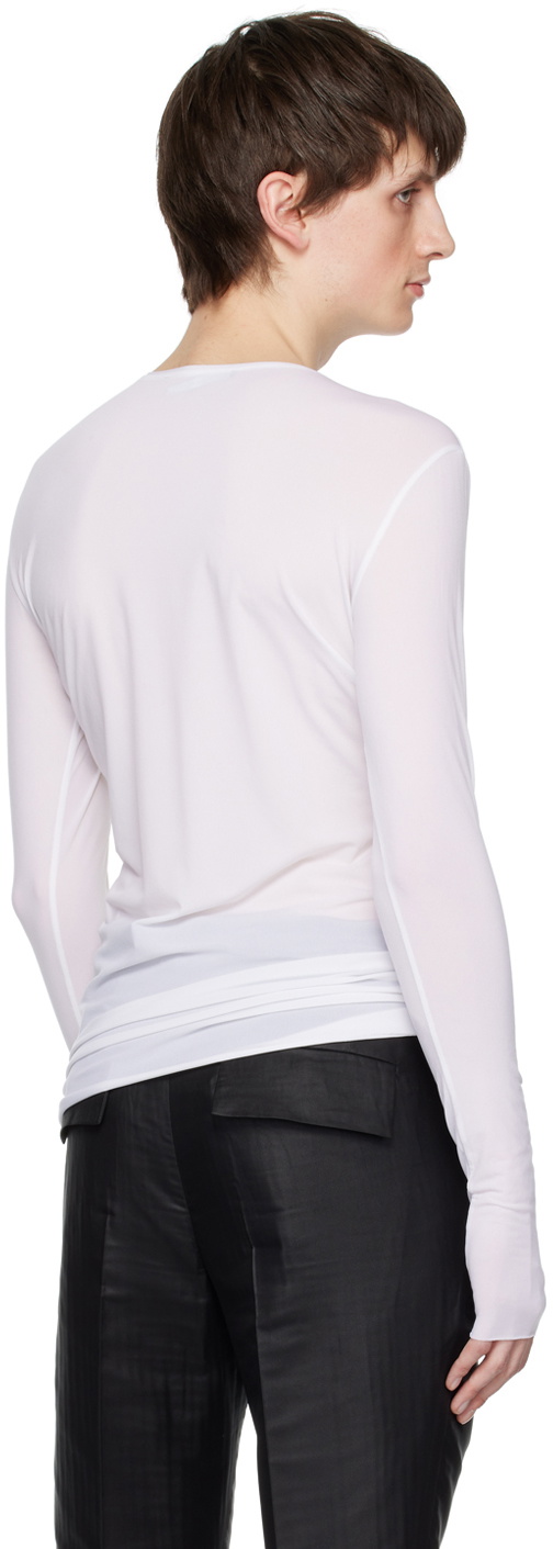SAPIO White Raw Edge Long Sleeve T-Shirt