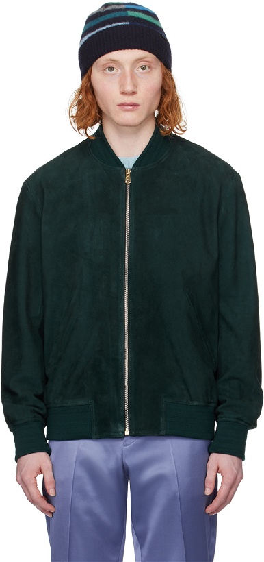 Photo: Paul Smith Green Stand Collar Leather Jacket