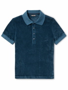 TOM FORD - Velour Polo Shirt - Blue