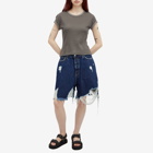 Acne Studios Women's Shredded Denim Shorts in Mid Blue