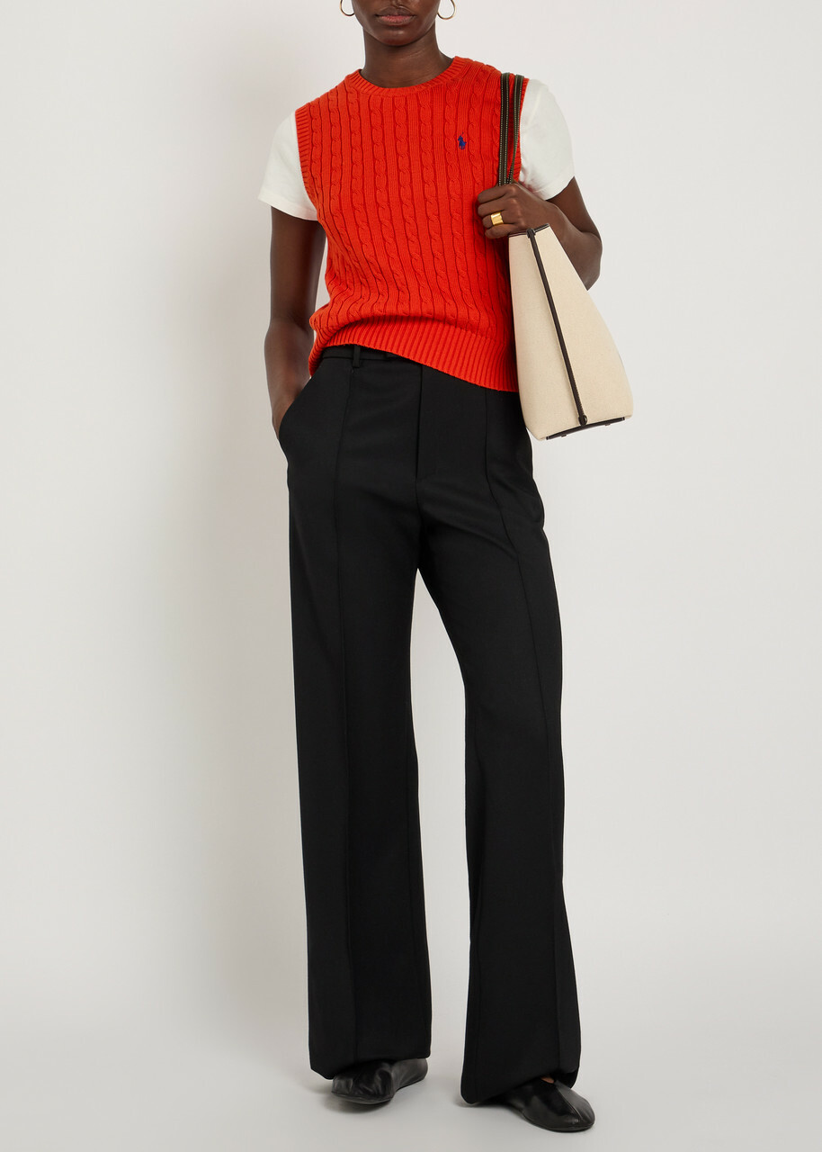 Polo Ralph Lauren Logo-embroidered Cable-knit Cotton Vest Orange