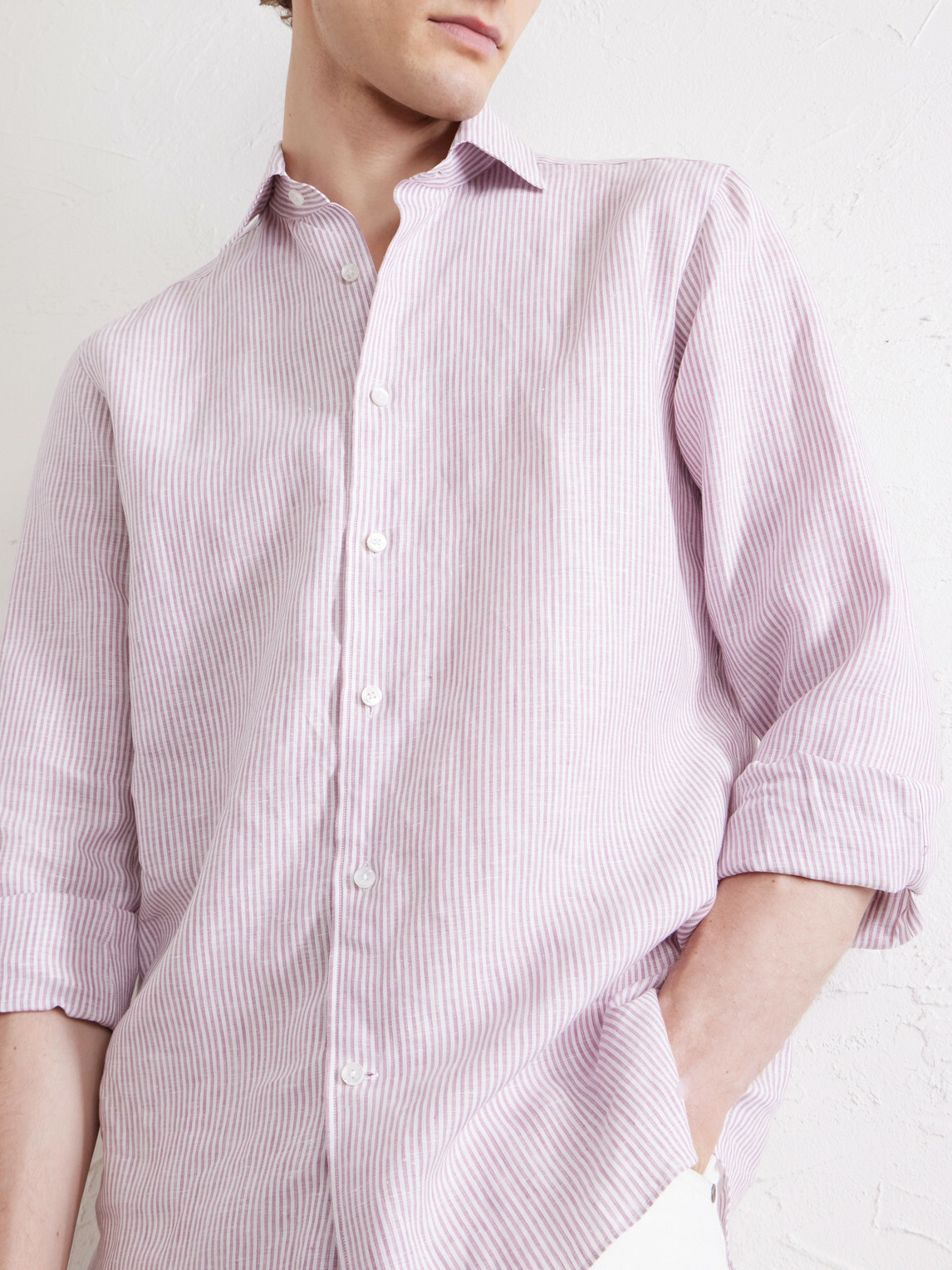 Zegna - Striped Linen Shirt - Pink