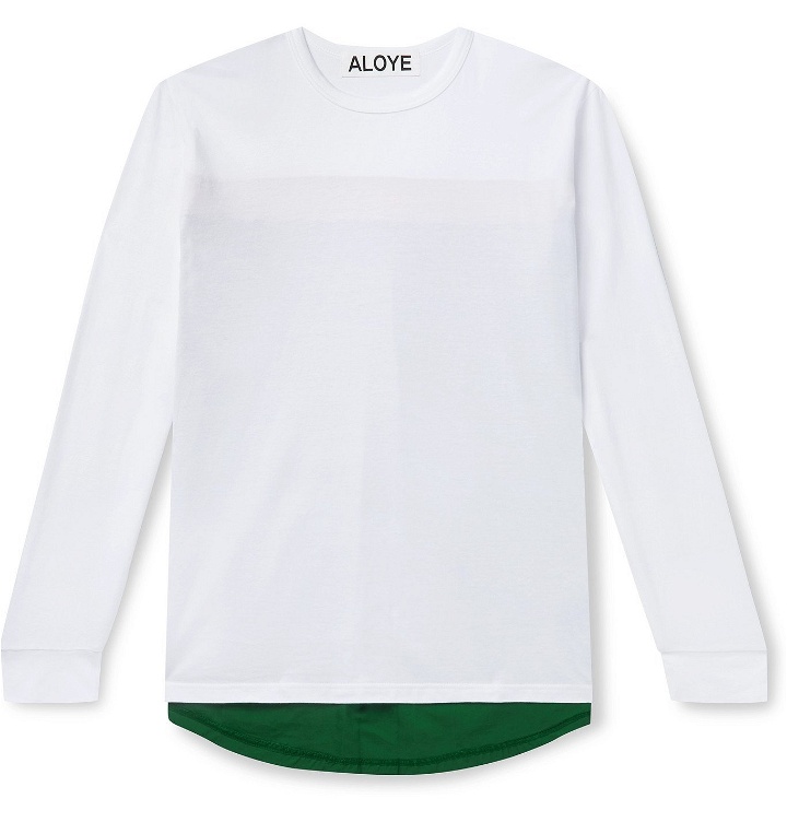 Photo: Aloye - Colour-Blocked Poplin-Panelled Cotton-Jersey T-Shirt - White