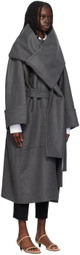 Erdem Gray Detachable Scarf Coat
