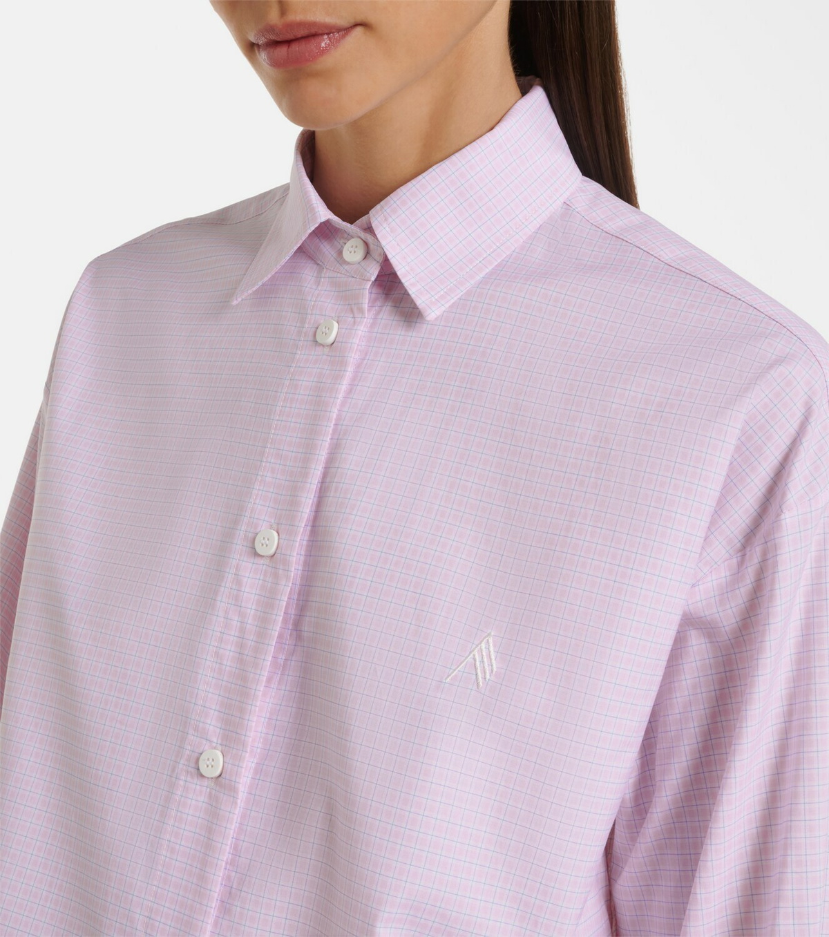 The Attico Diana oversized checked cotton shirt