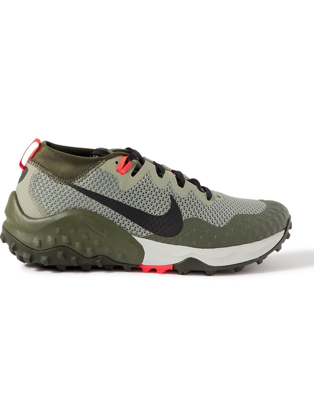 Photo: NIKE RUNNING - Nike Wildhorse 7 Canvas, Rubber and Mesh Running Sneakers - Green