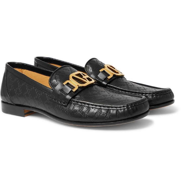 Photo: Versace - Horsebit Logo-Embossed Leather Loafers - Black