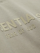 FEAR OF GOD ESSENTIALS - Poplin-Trimmed Logo-Print Waffle-Knit Cotton-Blend Sweater - Gray