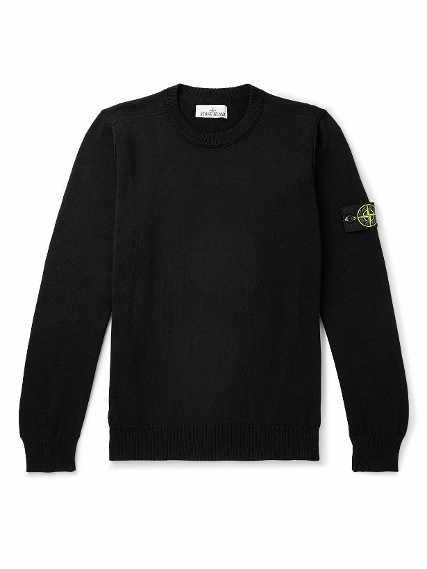 Photo: Stone Island - Logo-Appliquéd Cotton Sweater - Black