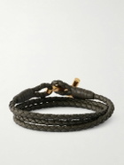 TOM FORD - Woven Leather and Gold-Plated Wrap Bracelet - Green