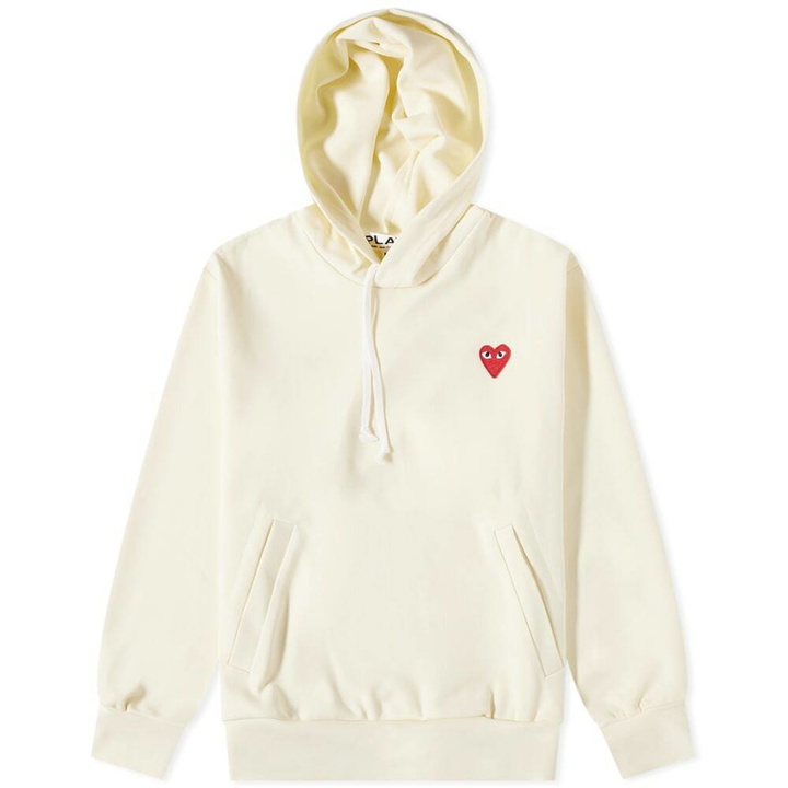 Photo: Comme des Garçons Play Men's Red Heart Pullover Hoodie in Ivory