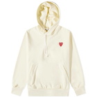 Comme des Garçons Play Men's Red Heart Pullover Hoodie in Ivory