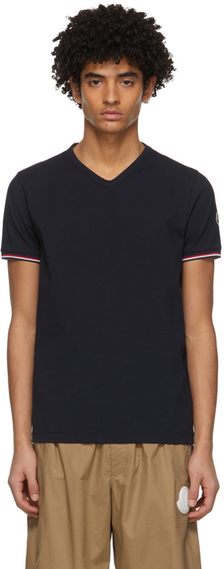 Photo: Moncler Navy V-Neck T-Shirt