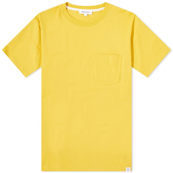 Photo: Norse Projects Men's Johannes Standard Pocket T-Shirt in Chrome Yellow