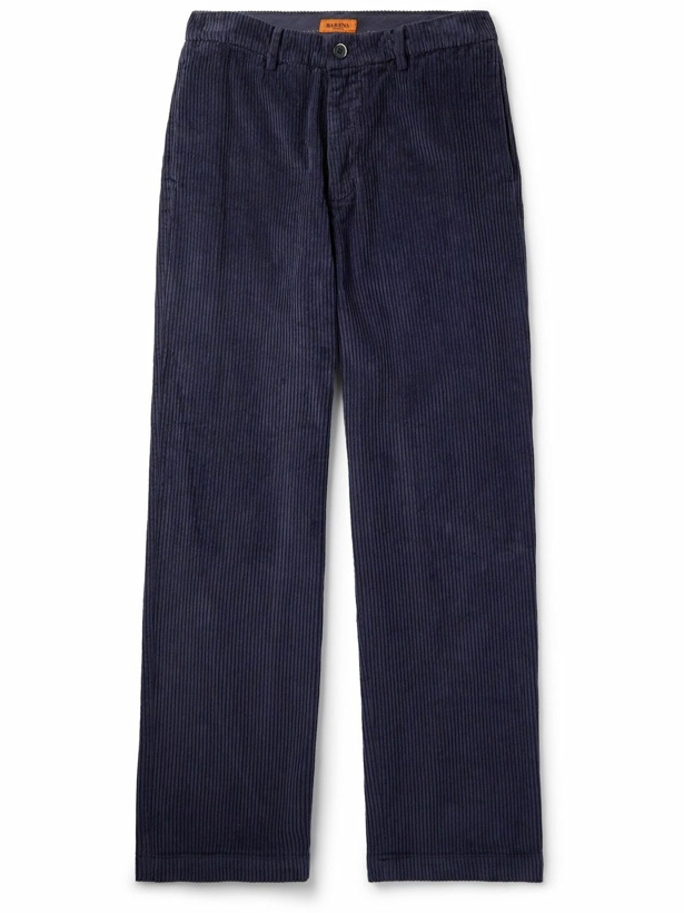 Photo: Barena - Velier Straight-Leg Garment-Dyed Cotton-Corduroy Trousers - Blue