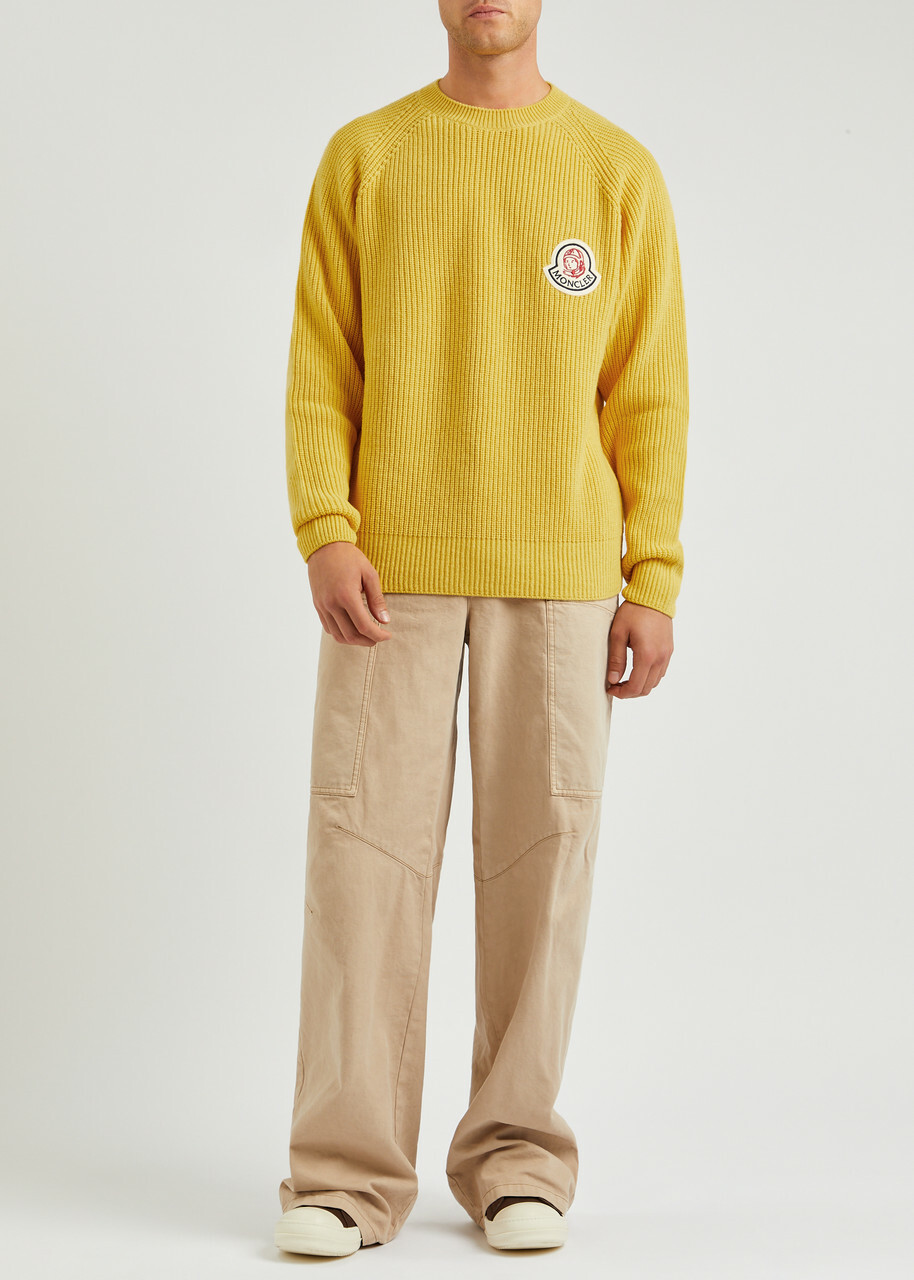 Moncler Genius X Billionaire Boys Club Ribbed Wool-blend Jumper Yellow
