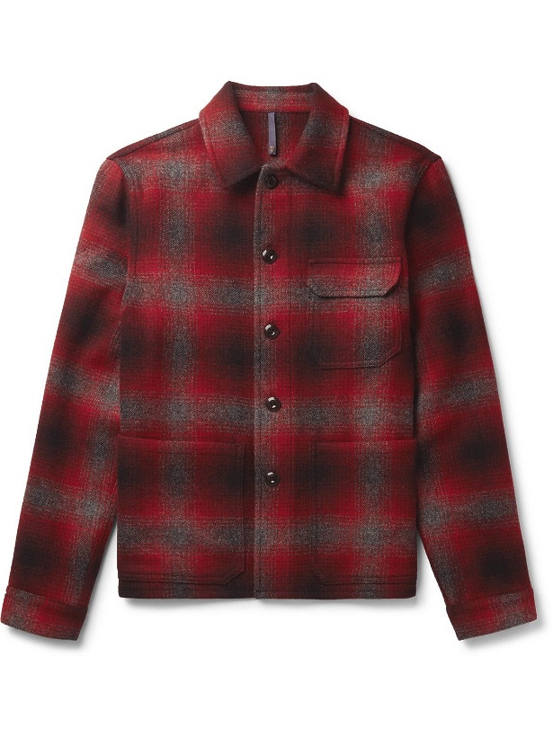 Photo: Incotex - Checked Wool-Twill Overshirt - Red