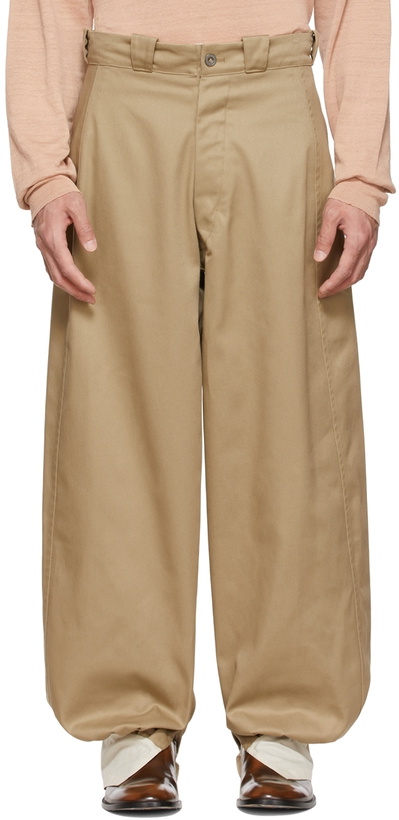 Photo: Maison Margiela Beige Polyester Trousers