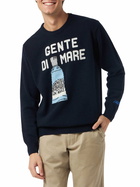 MC2 Saint Barth Man Crewneck Sweater With Gente Di Mare Jacquard Print |gin Mare Special Edition