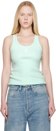 Casablanca Blue Ribbed Jersey Tank Top