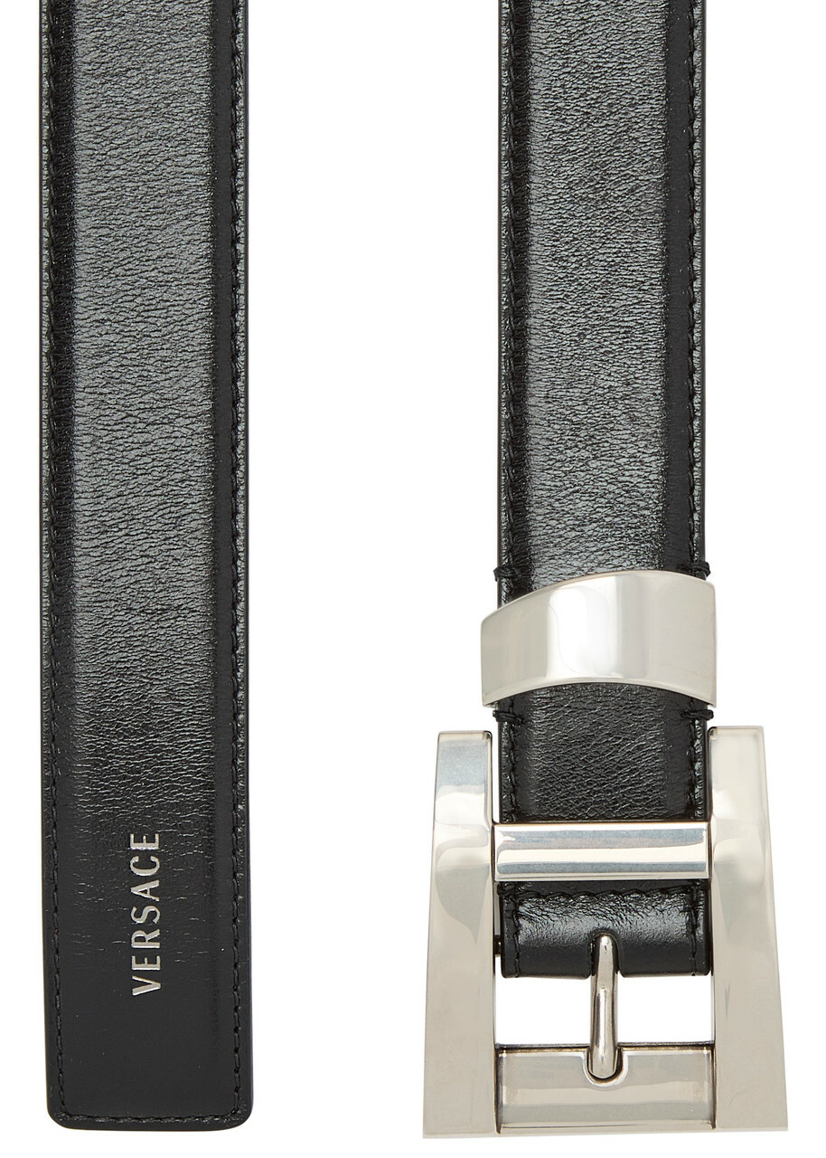 Versace Glossed Leather Belt Black