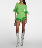 Giuseppe di Morabito Feather-trimmed knitted top