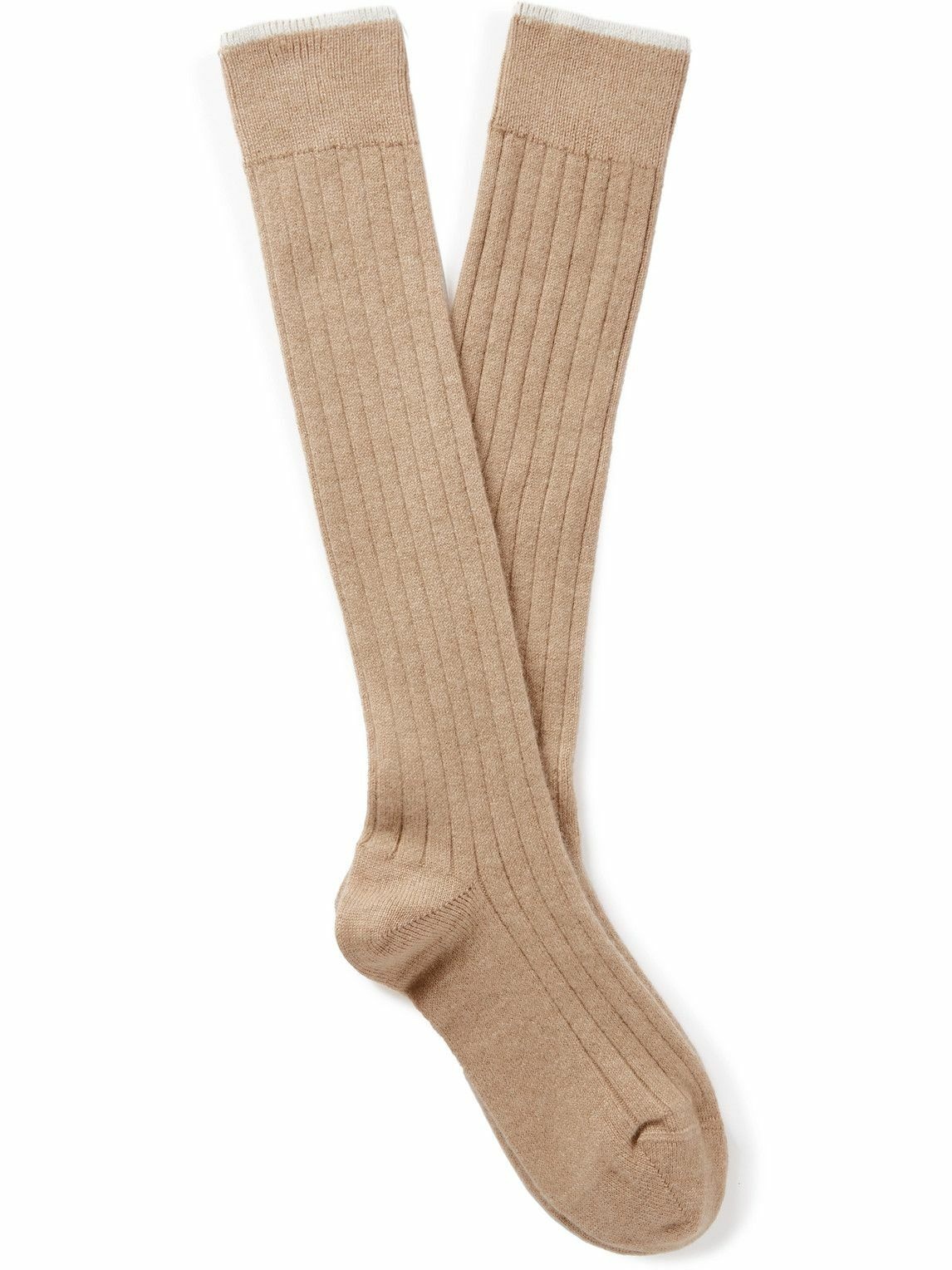 Photo: Brunello Cucinelli - Ribbed Cashmere Socks - Neutrals