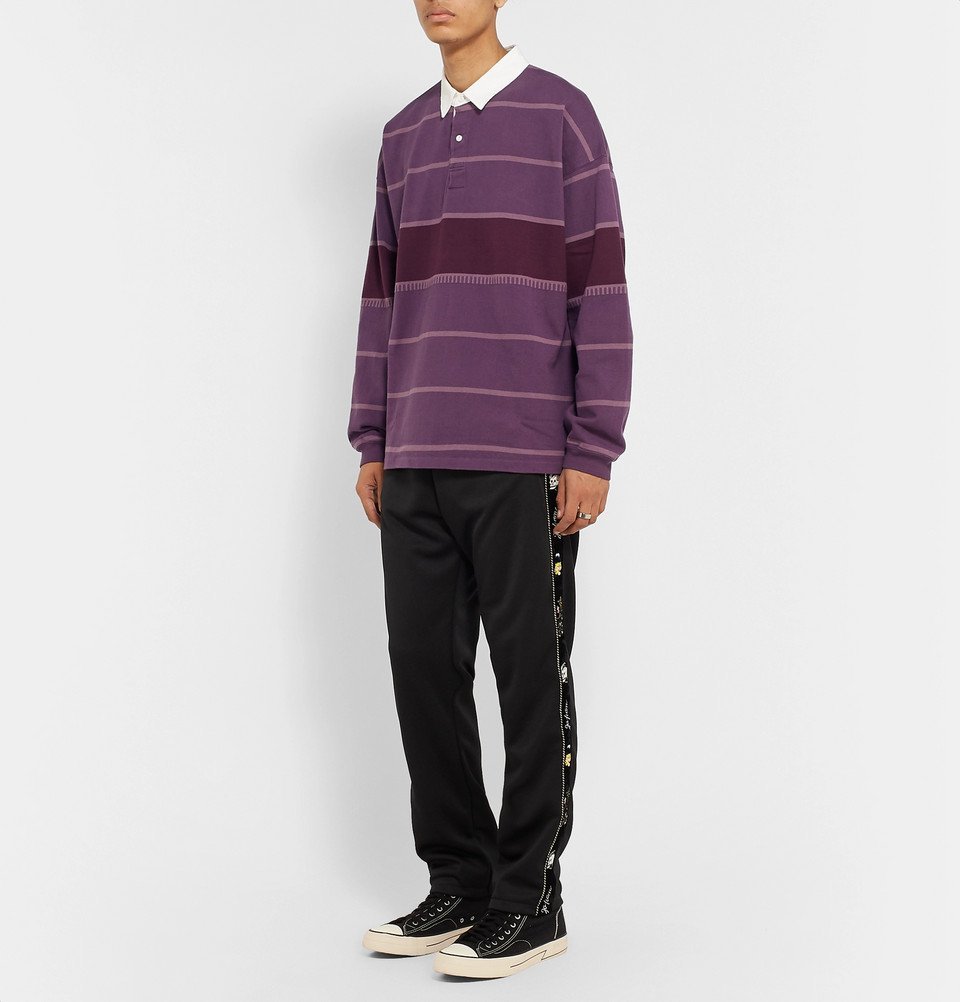 新品　REMI RELIEF ストライプ長袖カットソー XL 紫ボーダー Remi Relief - Striped Cotton-Jersey Rugby Shirt - Purple Remi Relief