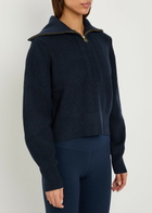 Varley Maura Ribbed Half-zip Knit Sweatshirt Navy
