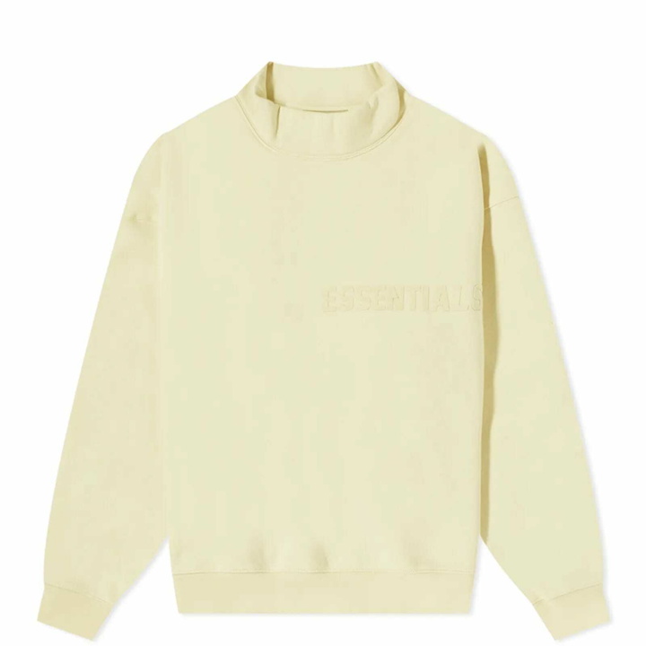 Photo: Fear of God ESSENTIALS Men's Kids Logo Mock Neck in Canary